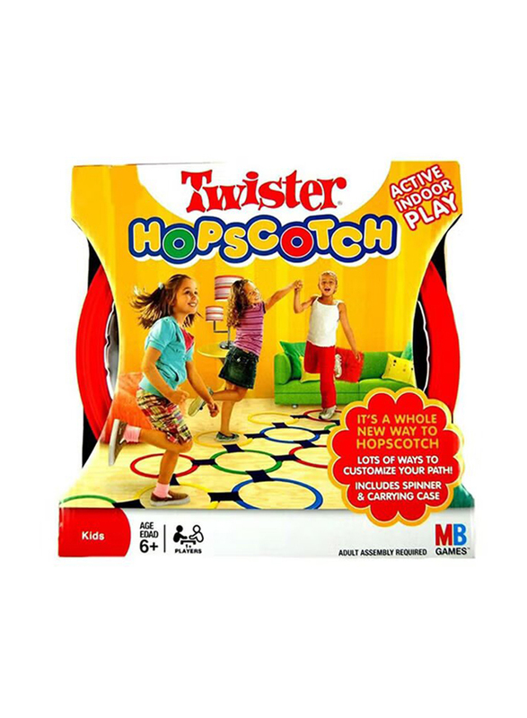 Twister Hopscotch Active Indoor Play with Rings and Spinner Party Board Game for Kids, Ages 6+, Multicolour