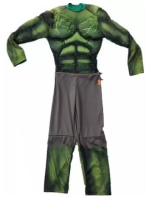 Hulk Green Polyester Muscle Costume With Mask And Shredded Shorts For Kids, 3 - 5 Years