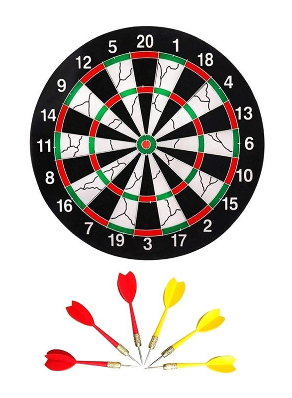 Famous Quality 17-Inch Family Dart Board Game with 6 Needle, Multicolour