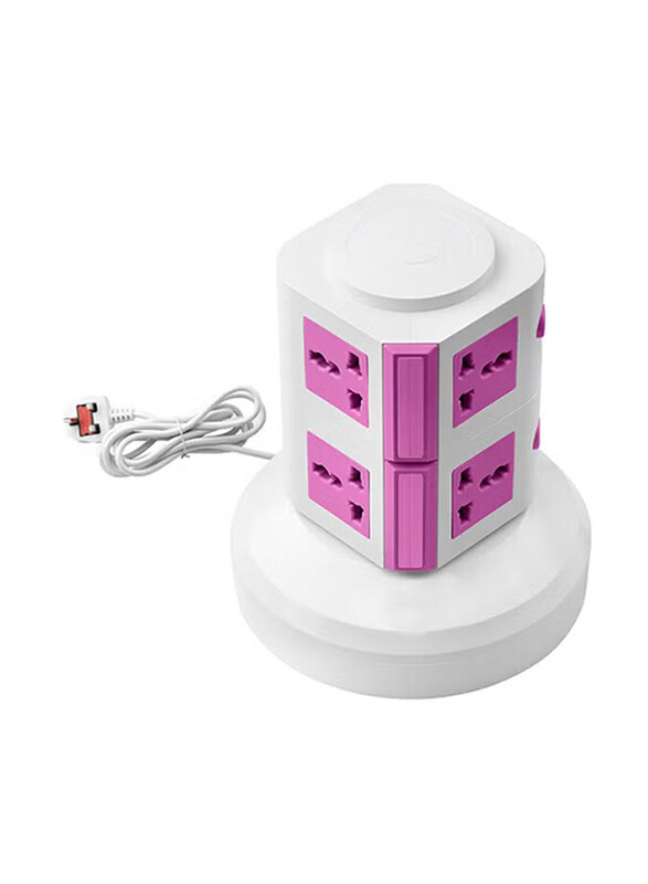 

Generic 2-Layer Multi Pin Vertical Power Extension Socket, Pink/White