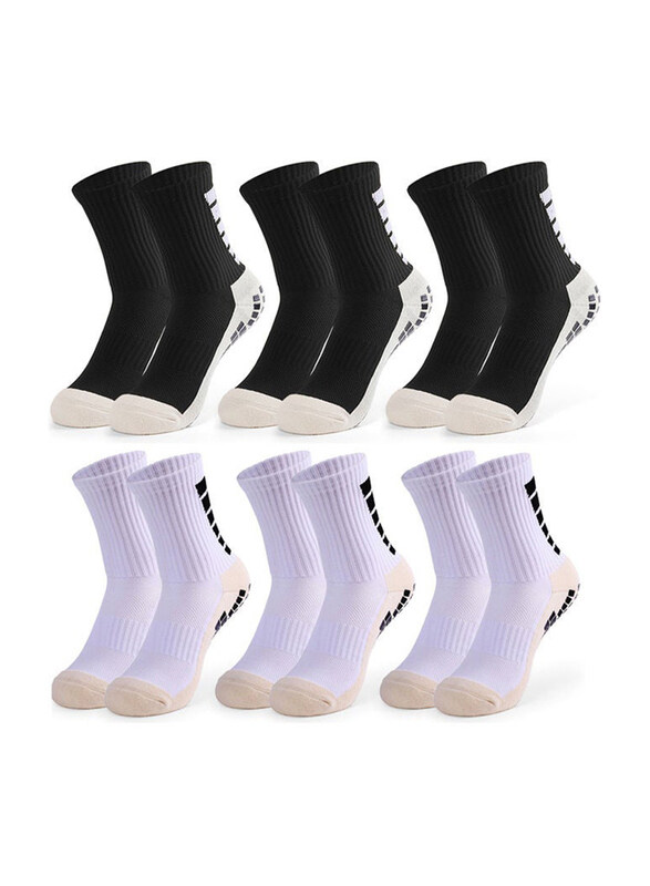 

Generic 12-Piece Men's Anti Slip Football Socks, Black/White