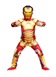 Fancydresswale Avengers Iron Man Costume With Muscle And Mask, Multicolour