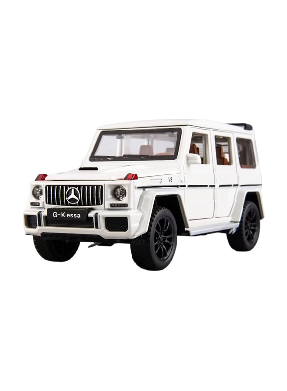 Die Cast 1:24 Scale Mercedes Benz V12 G63 AMG Die Cast Model Zinc Alloy Pull Back Toy Cars with Sound and Light, White