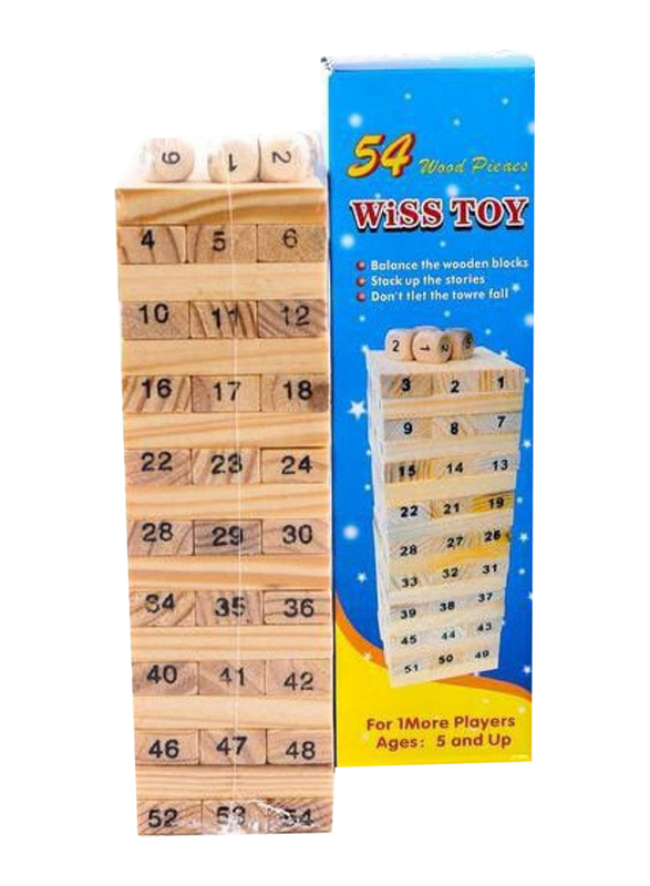 Unique Wooden Domino Tower Set, 54 Pieces, Ages 3+