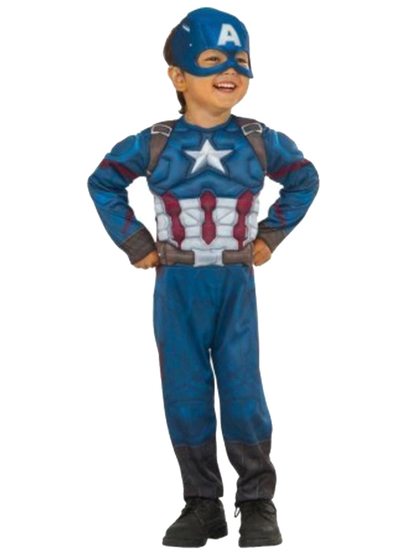 Fancydresswale Captain America Muscle Costume And Shield, Multicolour