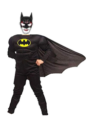 Fancydresswale Batman Highly Detailed Breathable Muscle Costume With Mask And Cape, Black