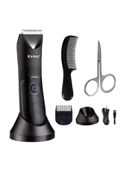 Kemei Professional IPX7 Waterproof Body Hair Trimmer, Black