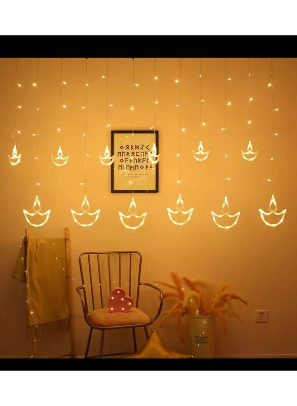 

Generic LED Diya lights curtain for Home Party Decorations, Warm White