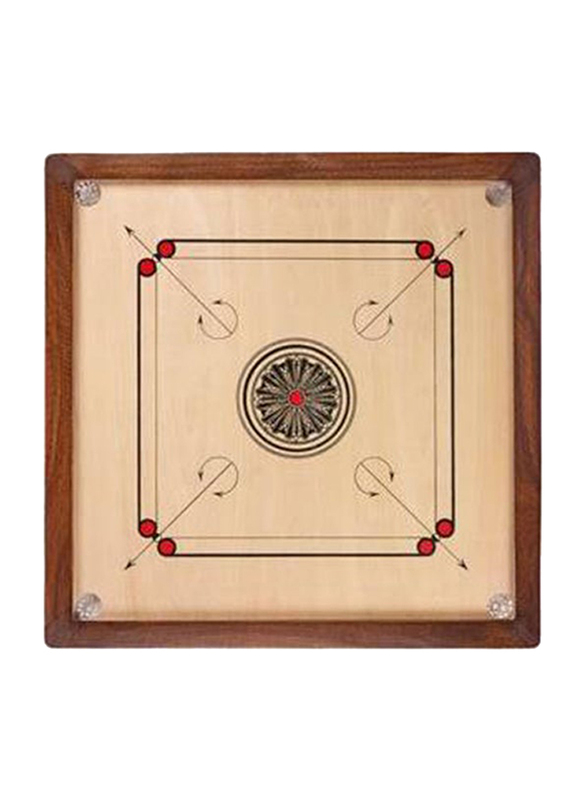 Wooden Carrom Board Set With Wooden Coins And Striker, Ages 3+, Multicolour