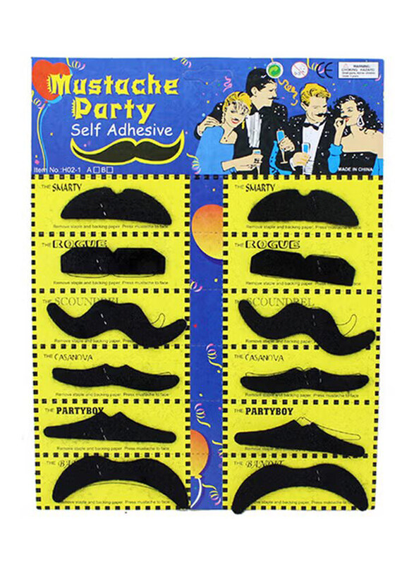 

Sharpdo Self Adhesive Fake Mustache Set, 12 Pieces, Ages 3+