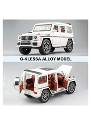 Die Cast 1:24 Scale Mercedes Benz V12 G63 AMG Die Cast Model Zinc Alloy Pull Back Toy Cars with Sound and Light, White