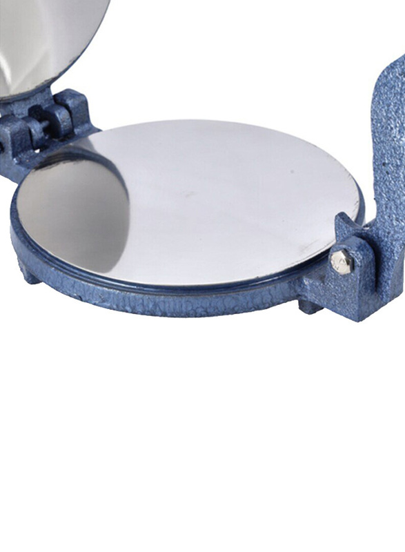 Royalford 18.5cm Anti-Skid Heavy Base Cast Iron Body Chapatti Press Food-Grade with Stainless Steel Plate for Tortilla/Roti & Chapatti Press, RF10407, Blue/Silver