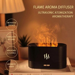 Portable Aroma Diffuser Simulation Flame USB Ultrasonic Humidifier, Black
