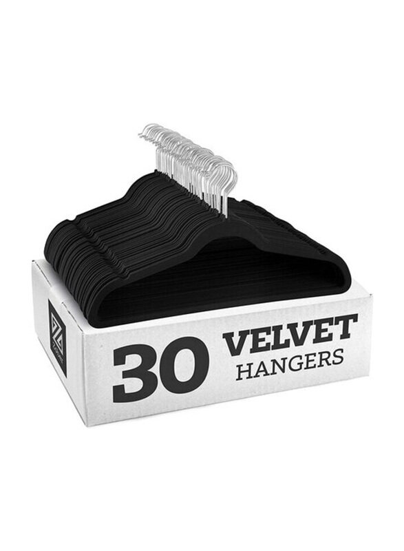 

Zober 30-Piece Premium Velvet Ultra Thin Space Saving Suit Hangers with 360 Degrees Swivel Hook, Black