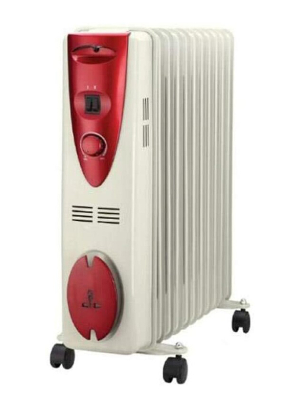Geepas 11 Fins Oil Filled Radiator Heater, Grh28501, Red/White
