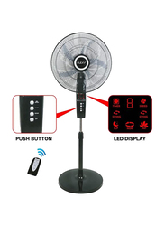 Flexy 18-inche 5 Leaf Adjustable Height 3 Speed Stand Fan with Remote & Timer, Black