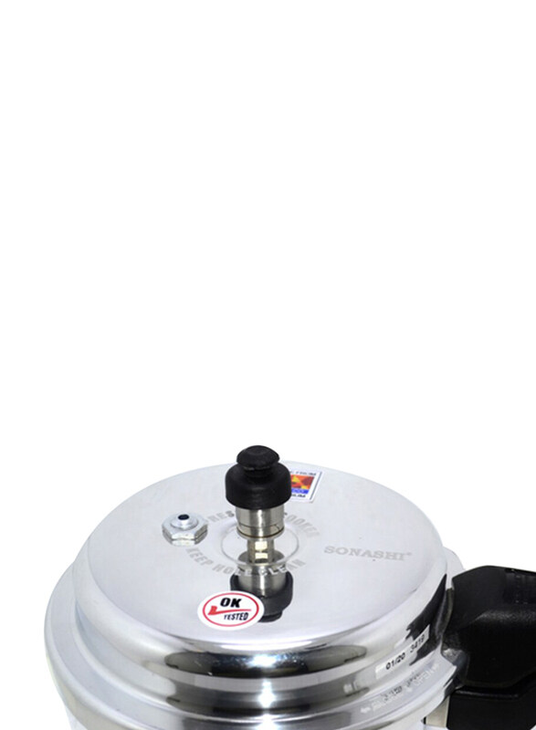 

Sonashi 5 Ltr Aluminium Pressure Cooker, SPC-150, Silver/Black