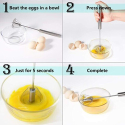 Althiqah Hand Push Egg Whisk Blender Versatile Tool \for Egg Beater/Milk Frothier/Hand Push Mixer Stirrer, Silver