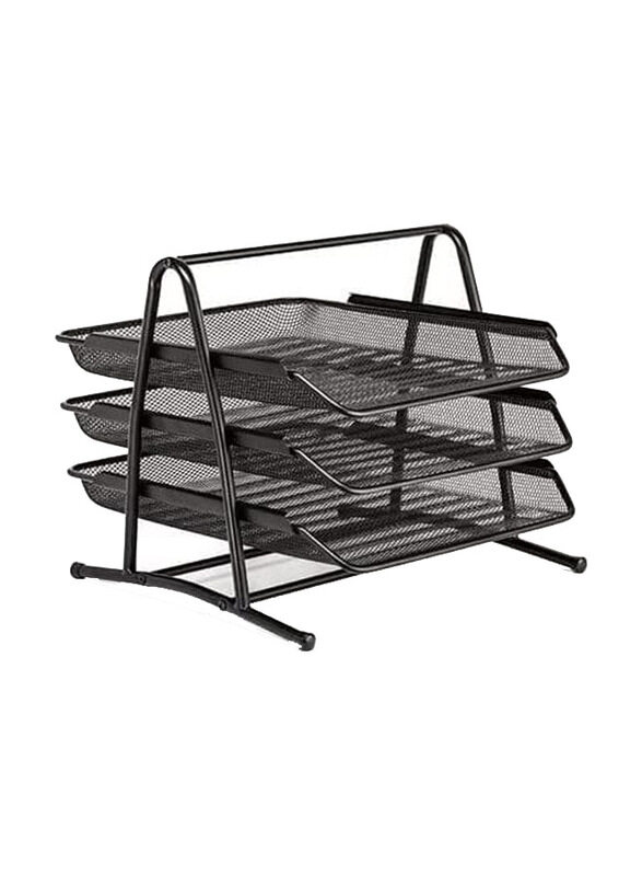 

Generic 3-Layer A4 Metal Tray Office Desk Organiser, Black