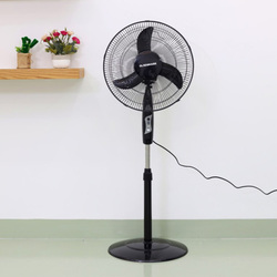 Olsenmark 16-inch Portable Strong Stand Fan with Guard 3 Leaf Strong Blades & Powerful Motor, Black