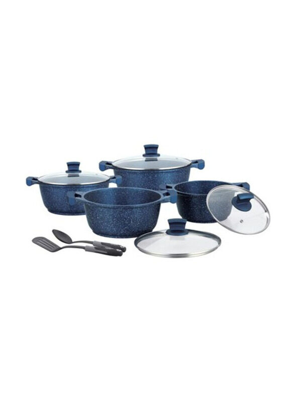 

Winsor 10-Piece Cast Aluminium Granite Non-Stick Cookware Set, Black/Blue