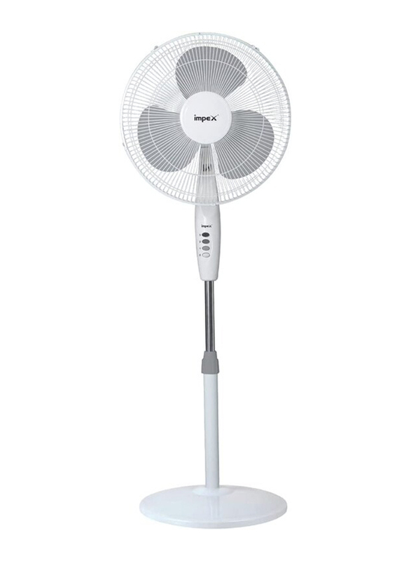 Impex 16-inch Pedestal Stand Fan with 3 Speed Control & Light, 55W, PF 7501, White