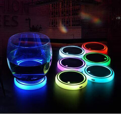 Showay USB Charging LED Car Cup Holder with 7 Colors Changing Lights, 2 Pieces