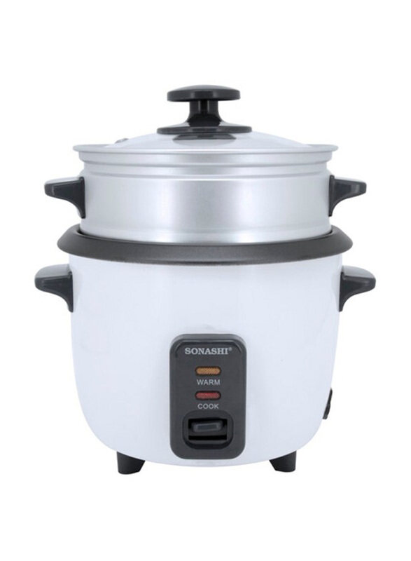 

Sonashi 600ml Rice Cooker With Steamer, 350W, SRC-306, White/Black