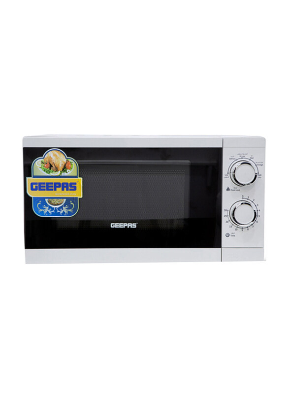 

Geepas 20L Solo Microwave Oven with 6 Power Levels & Timer, 1200W, GMO1894, White