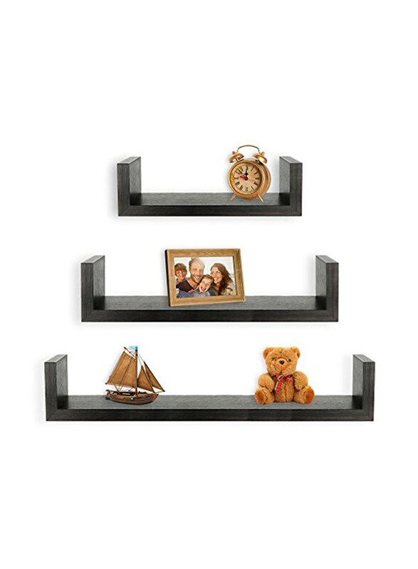 

Greenco 3-Tier Floating U Shelves, Black