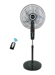 Flexy 18-inche 5 Leaf Adjustable Height 3 Speed Stand Fan with Remote & Timer, Black