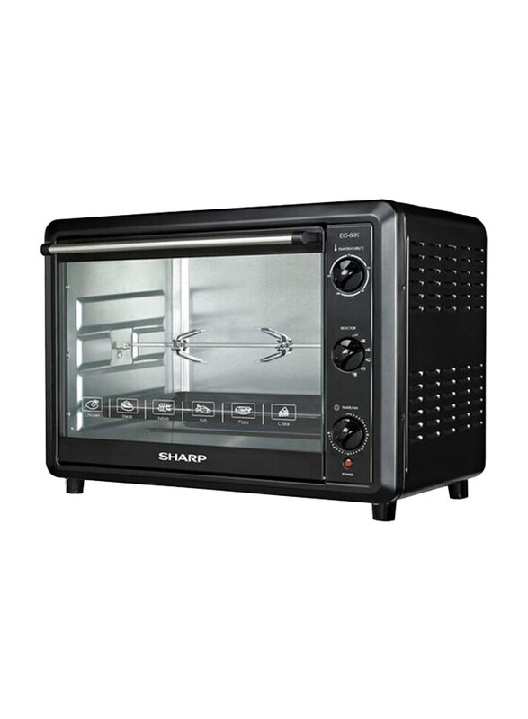 

Sharp 60L Double Glass Electric Oven With Rotisserie & Convection, 2000W, Eo-60Nk-3, Black