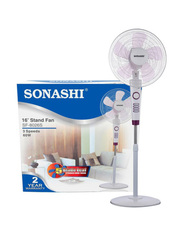 Sonashi 16-inch Pedestal Fan, 60W, SF-8026S, White