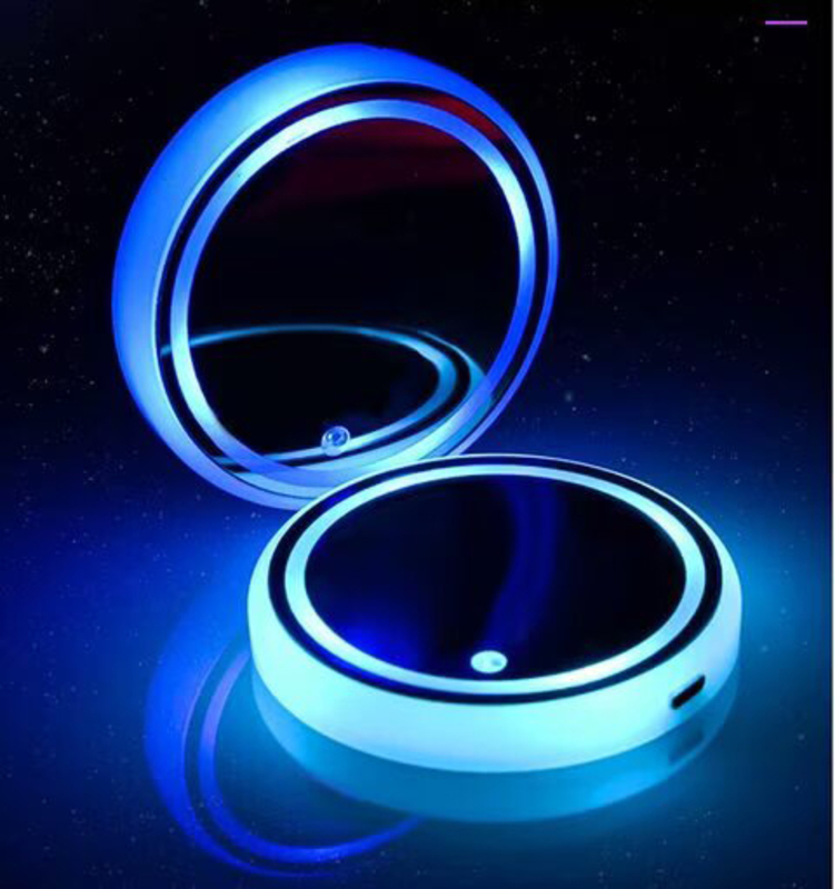 Showay USB Charging LED Car Cup Holder with 7 Colors Changing Lights, 2 Pieces
