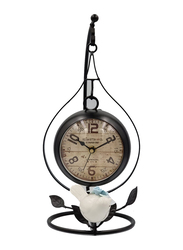 Perfect Mania Creative Bird Iron Art Alarm Silent Retro Classic Desk Clock, Black