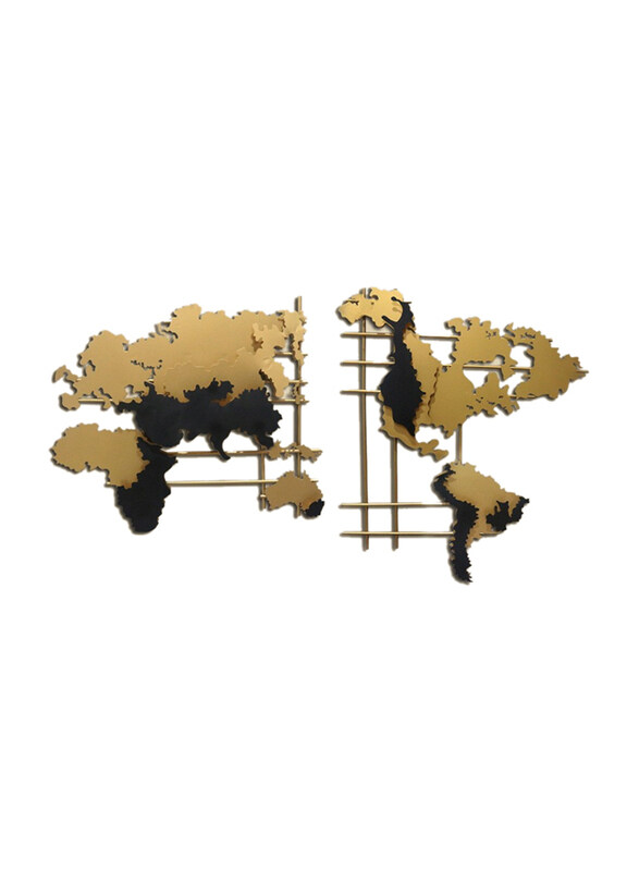 

Perfect Mania Big Metal World Map Wall Decor, Gold