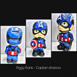 Perfect Mania Captain America Marvel Piggy Bank, Multicolour