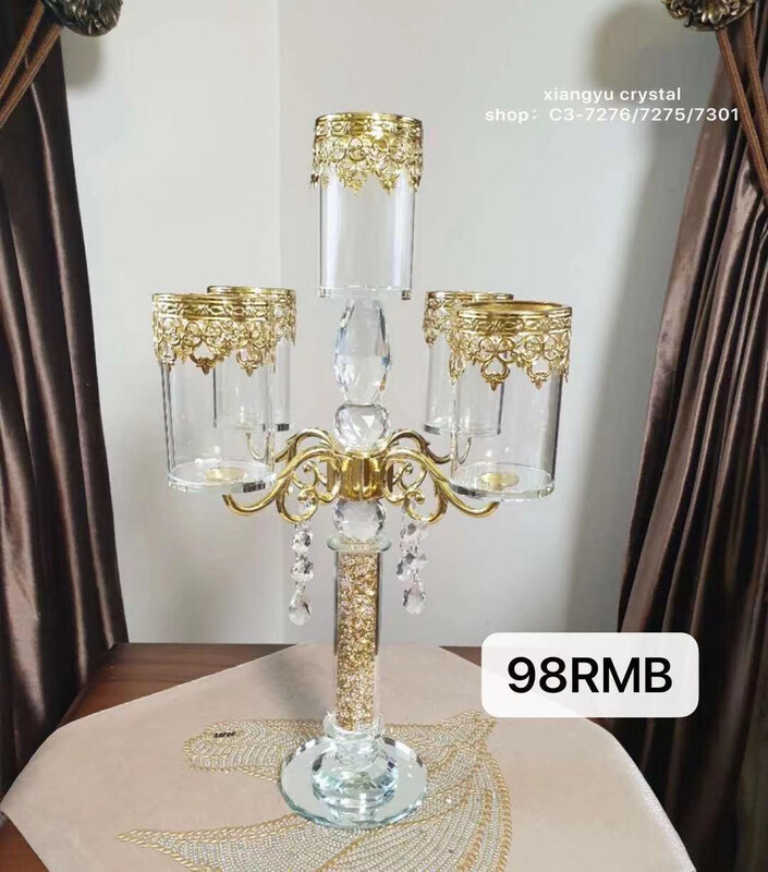 

Perfect Mania 5 Candle Holder Faceted Balls Sparkly Decorative Crystal, Gold