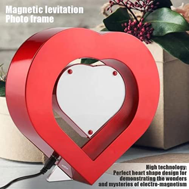 Perfect Mania Gift Heart Shape Magnetic Floating Photo Frame Led Light, Red