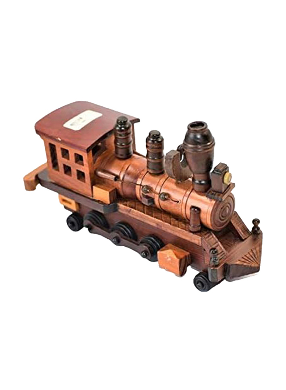 Perfect Mania Gift Wooden Engine Showpiece, Brown