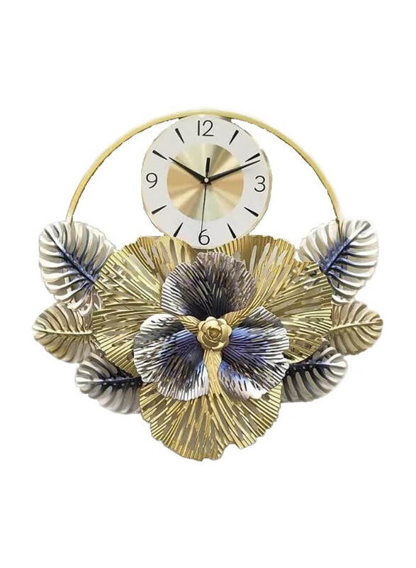 

Perfect Mania Gift Luxucr Creative Metal Large Ginko Leaves Artistic Wall Clock, Multicolour