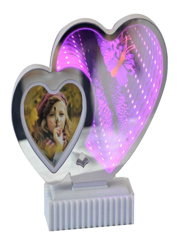 

Perfect Mania Butterfly Heart Shaped Lighted Frame Magic Mirror, Multicolour