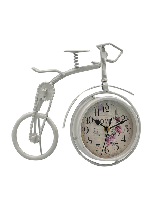 Perfect Mania Vintage Style Bicycle Metal Clock, White