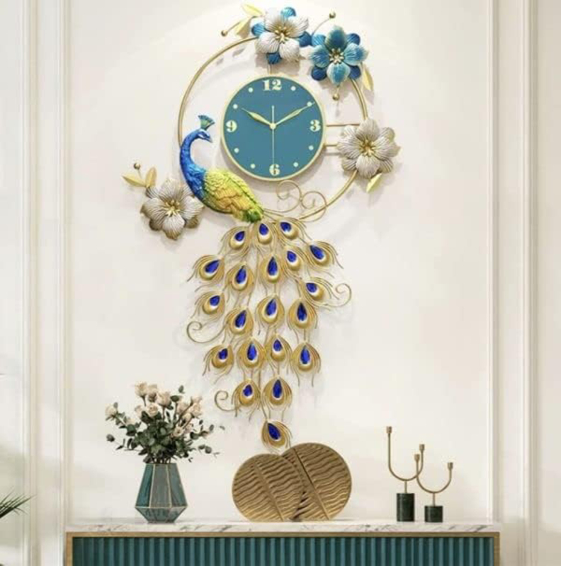 Perfect Mania Gift Peacock Wall Clock, Multicolour
