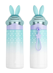 Perfect Mania 350ml Rabbit Ear Insulated Stainless Steel Bottle for Kids, Teal/White