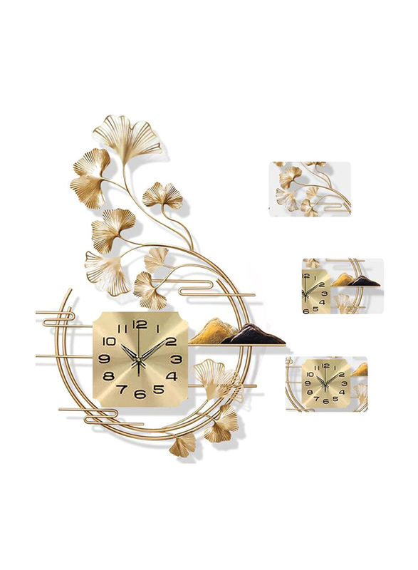 Perfect Mania Creative Ginkgo Wall Clock, Gold