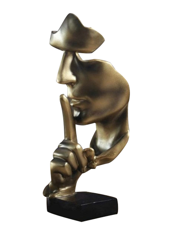 

Perfect Mania Handcraft Resin Sculpture Silence Is Golden Thinker Creative Abstract Figurine Statue for Entrance, Study, Piano & Modern Office Decor,