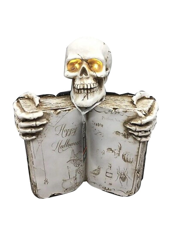 Perfect Mania Halloween Skull Spell Book, White