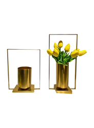 Perfect Mania Golden Metal Flower Vase, Gold