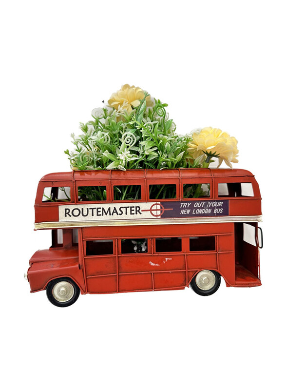 

Perfect Mania Metal Vintage Retro Style British London Bus Flower Pot, Red